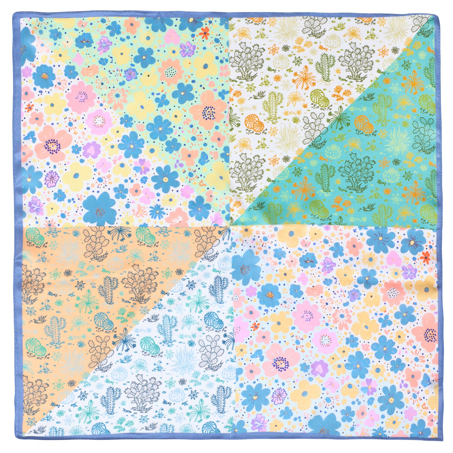 Silketørklæde, Flower Power - 50x50 cm.